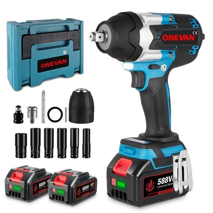 Impact wrench - ONEVAN - 1/2 inch 1000 N·m - Brushless motor - Cordless 20V - 2x3Ah + LED