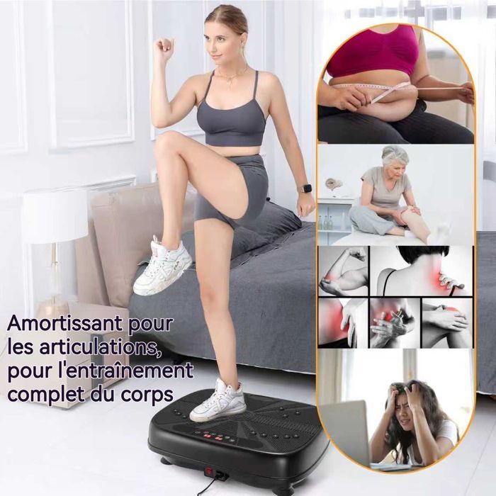ROLIPO vibratieplatform, fitness, weerstandsbanden, instelbare snelheid 1-99, thuistraining, 45x35x12,7 cm
