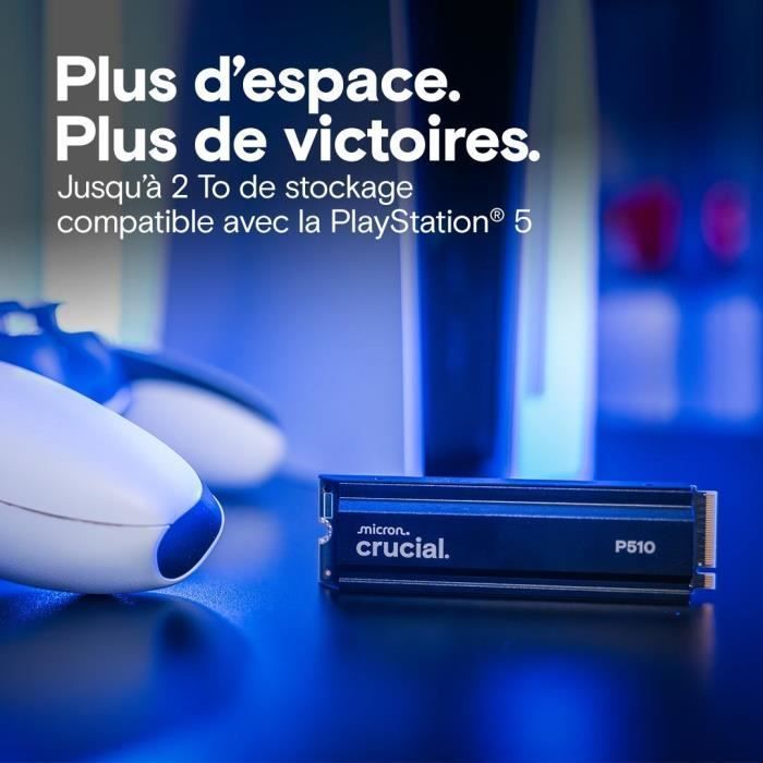 CRUCIAL - P510 - SSD interno - 1 TB - PCIe Gen4 NVMe M.2 - Con dissipatore di calore - Velocità di lettura fino a 1100 MB/s - CT1000P510SSD5