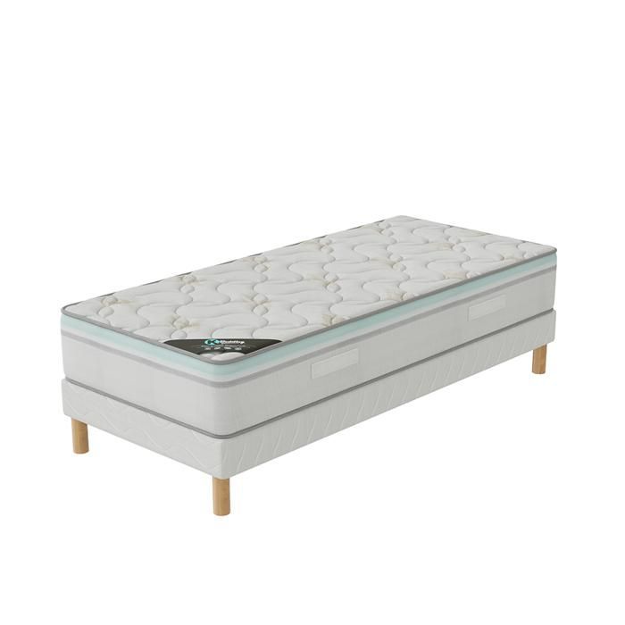 Aloe Vera Bed Base + Mattress Set 90x200 cm | Height 27 cm | Memory Foam | 4 Legs | Back Support | Firm Comfort