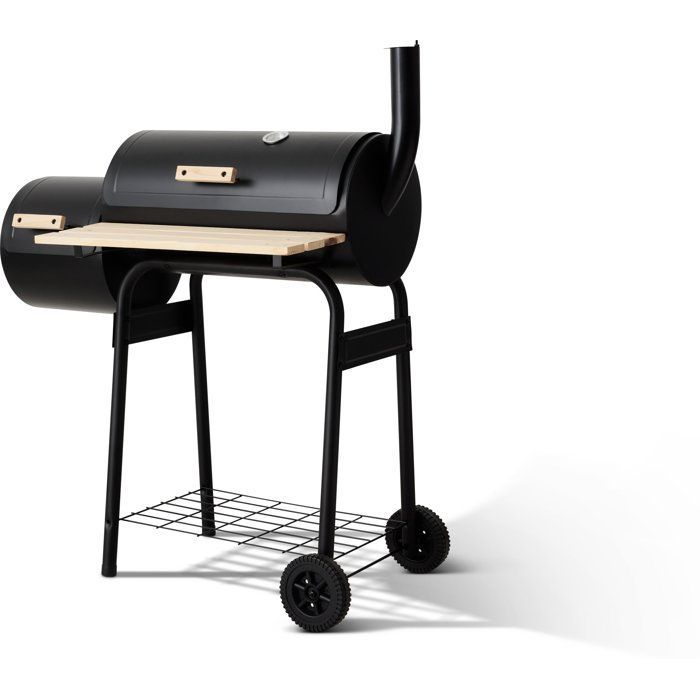 Ahumador de carbón - COOKINGBOX - Dos cámaras de combustión cilíndricas - Acero - Asas de madera - Chimenea vertical