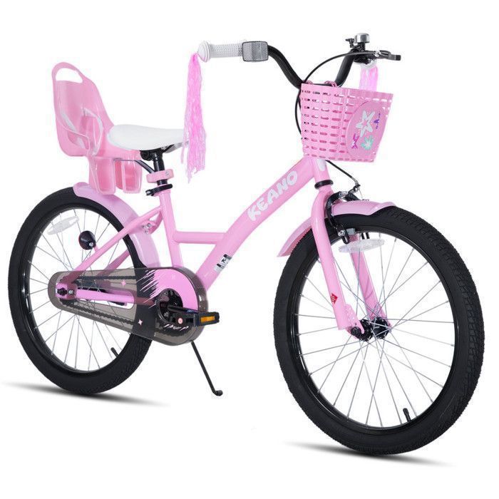 Kinderfiets - JOYSTAR - 50 cm - Met zwart mandje en poppenzitje - Geschikt voor kinderen van 7 tot 13 jaar - Roze