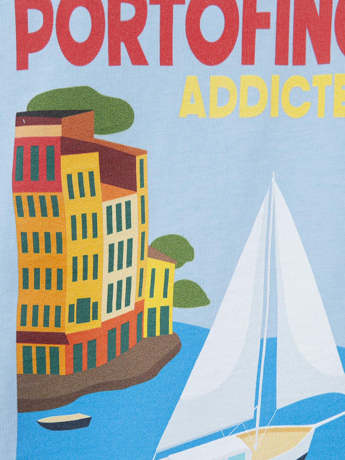 T-shirt da bambino in cotone con stampa di cartoline Portofino addicte
