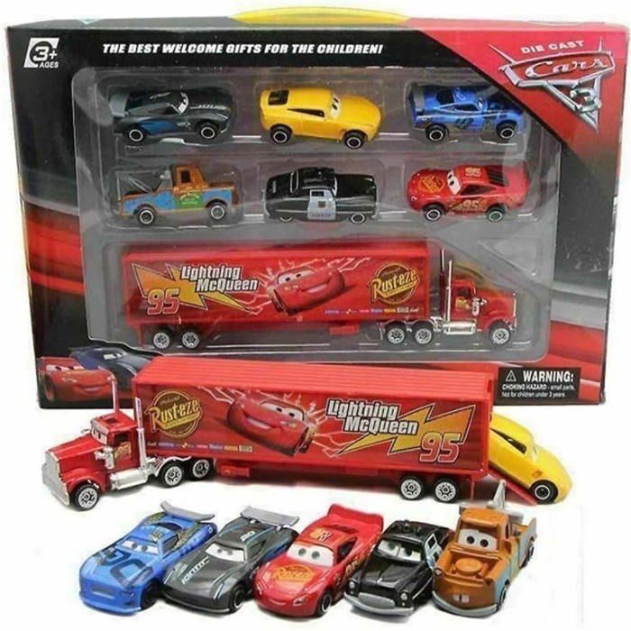 Cars 2 Rayo McQueen Racer Bil & Mack Lastbil Presentador Caja Set