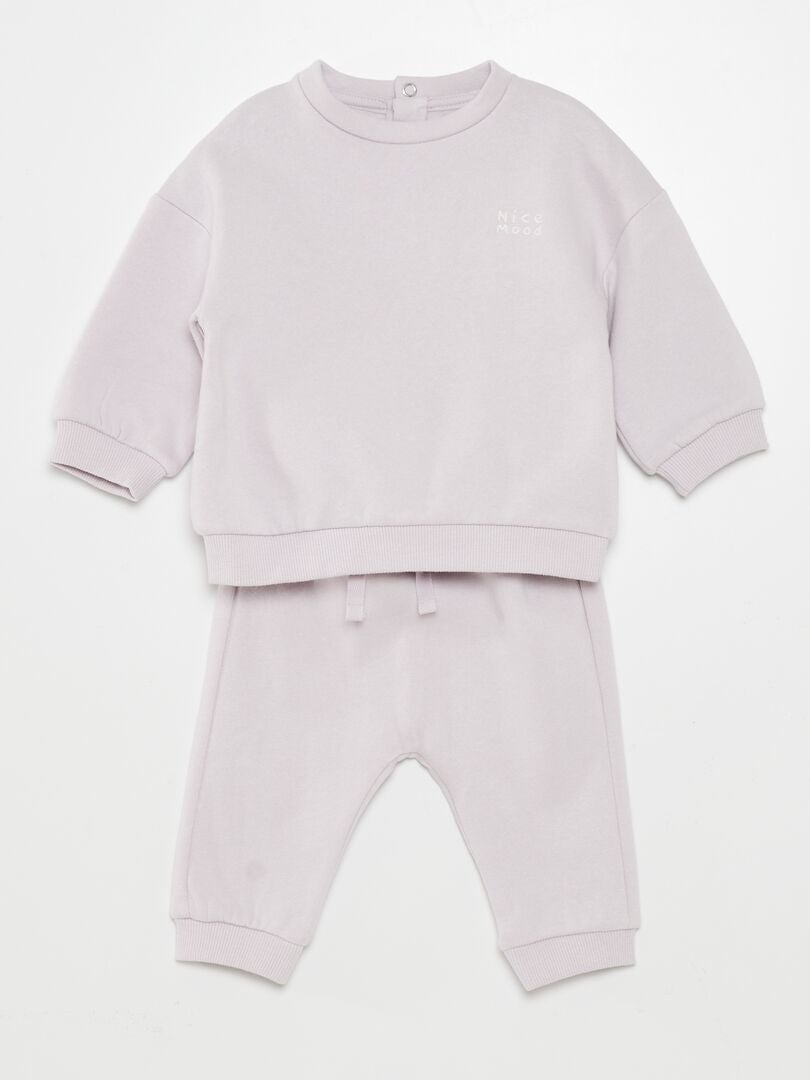 Conjunto de moletom e calça de moletom - 2 peças - ROXO
