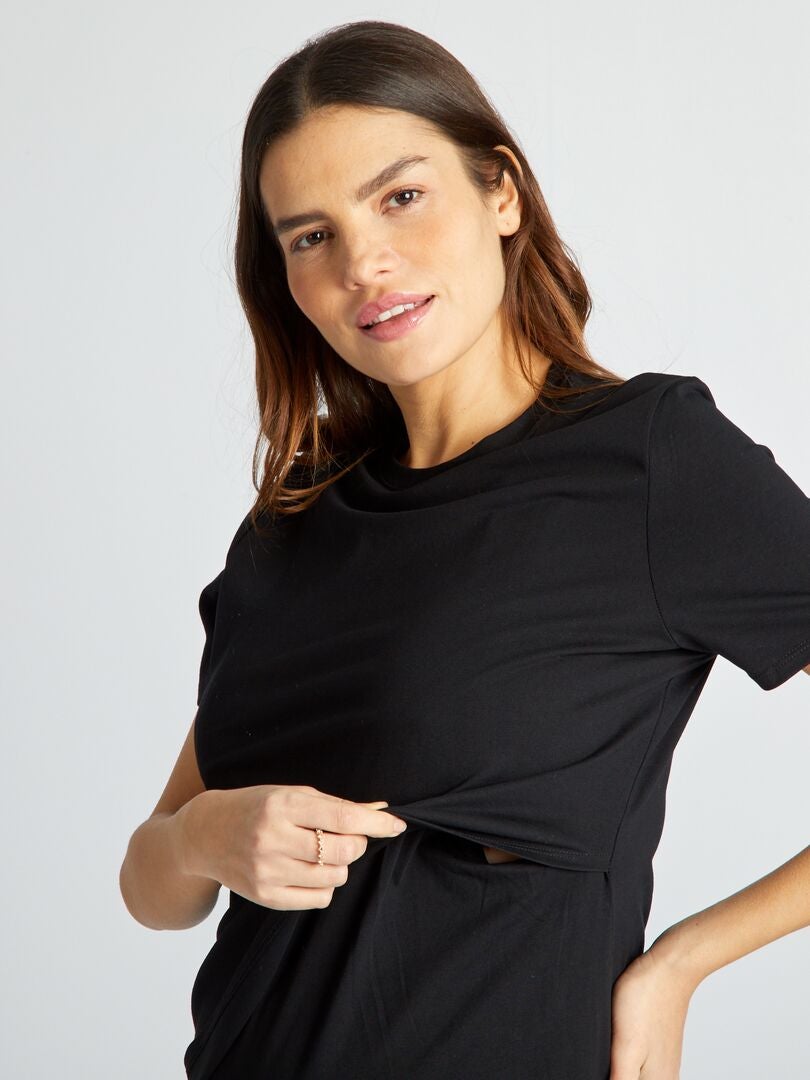 Verpleegkundig T-shirt met overslag aan de voorkant - zwart