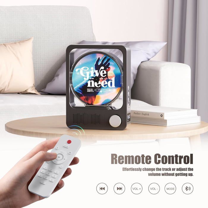 Portable CD Player, Bluetooth Hi-Fi System, Car Music Player, Remote Control, LCD Screen, Long Battery Life, CD Compatible