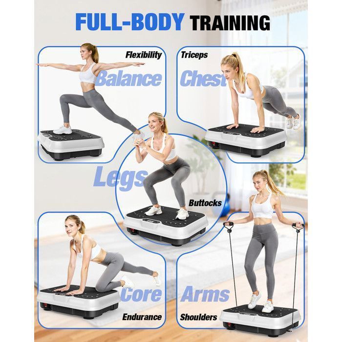 Plaque vibrante - DSKEUZEEW - 250 niveaux - Écran LCD - 9 modes - max. 150kg - Blanc