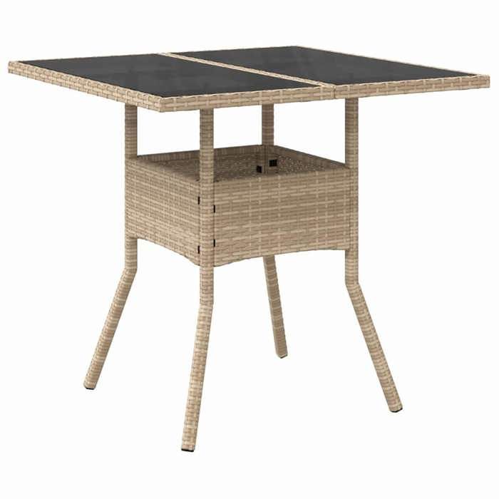Conjunto de comedor de jardín - BURKE - Poliratán - Beige - Resistente a la intemperie - 80x80x75 cm - 1 mesa