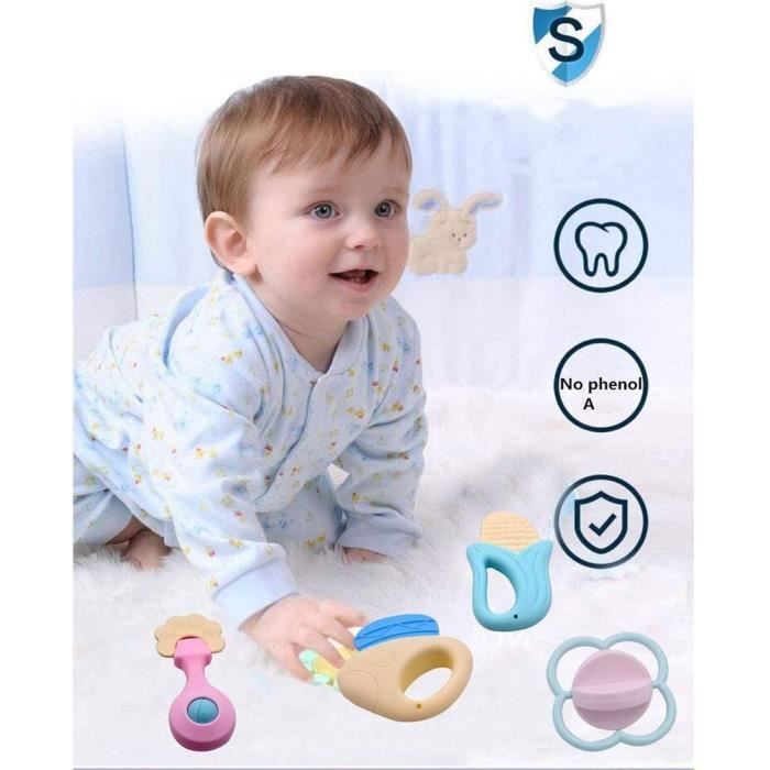 PIMPIMSKY Bébé Premier Hochet de Dentition Jouets Bébé Cadeau Ensemble pour Bébé Nourrisson Nouveau-né , Boîte de Rangement 14 pcs