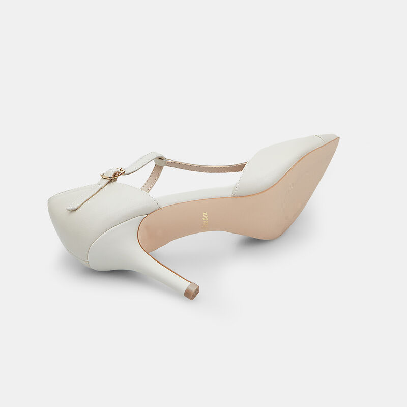 BATA Dampumps i Läder med T-rem, 8 cm Klack