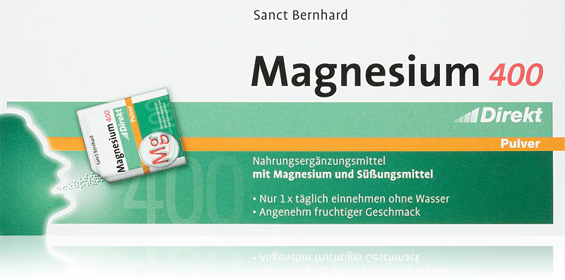 Sanct Bernhard Magnésio 400mg suplemento alimentar em pó para solução oral com alto teor de magnésio