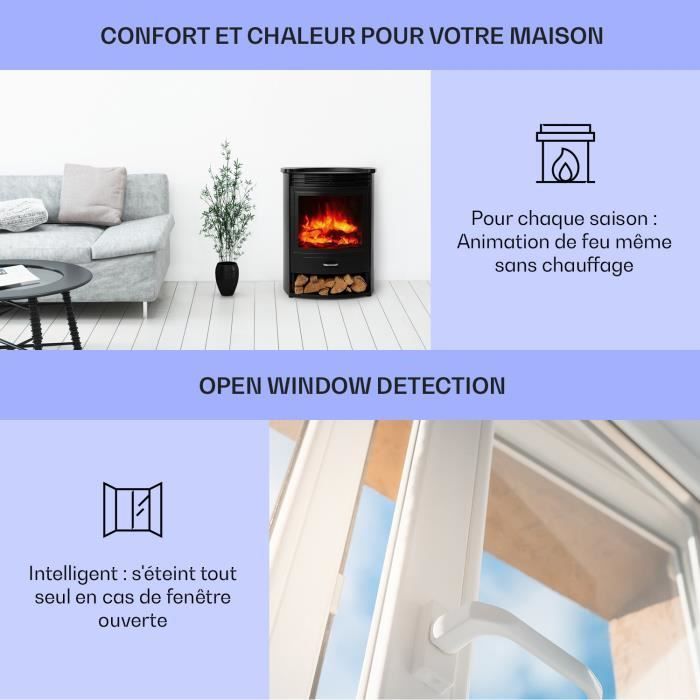 Chimenea eléctrica con efecto llama - Klarstein - 1900/950 W - Chimenea eléctrica independiente - Chimenea decorativa con mando a distancia