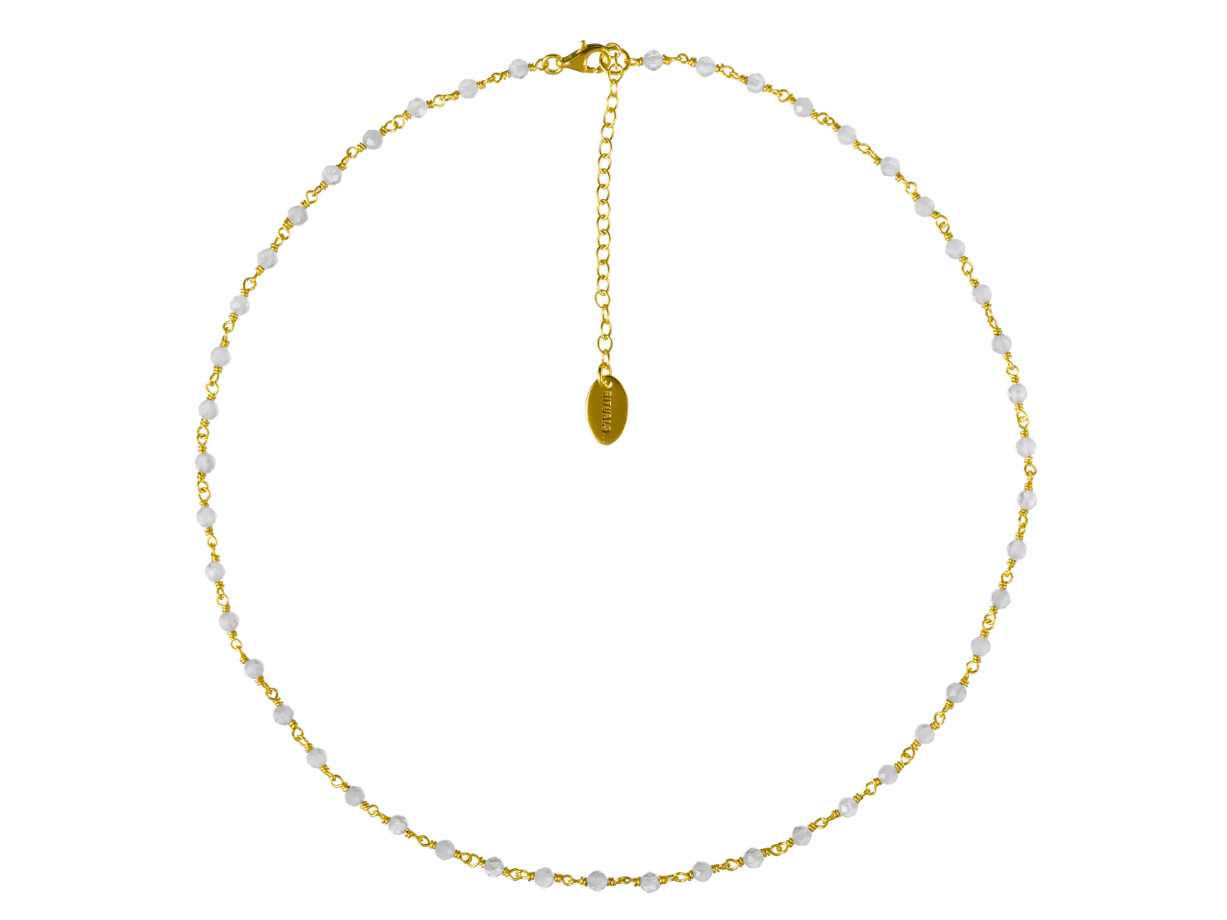 Collier ras du cou en perles de labradorite plaqué or