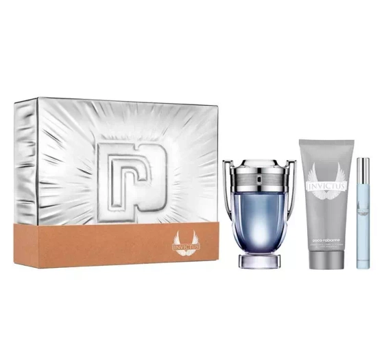 Rabanne Invictus  woda toaletowa spray 100 ml   10 ml   żel pod prysznic 100 ml