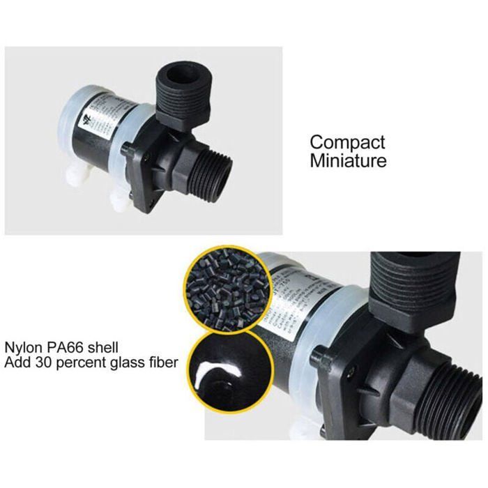 Bomba de circulación de 8V-24V CC para calentador solar de agua, ducha, calefacción por suelo radiante, rosca macho G1/2 --