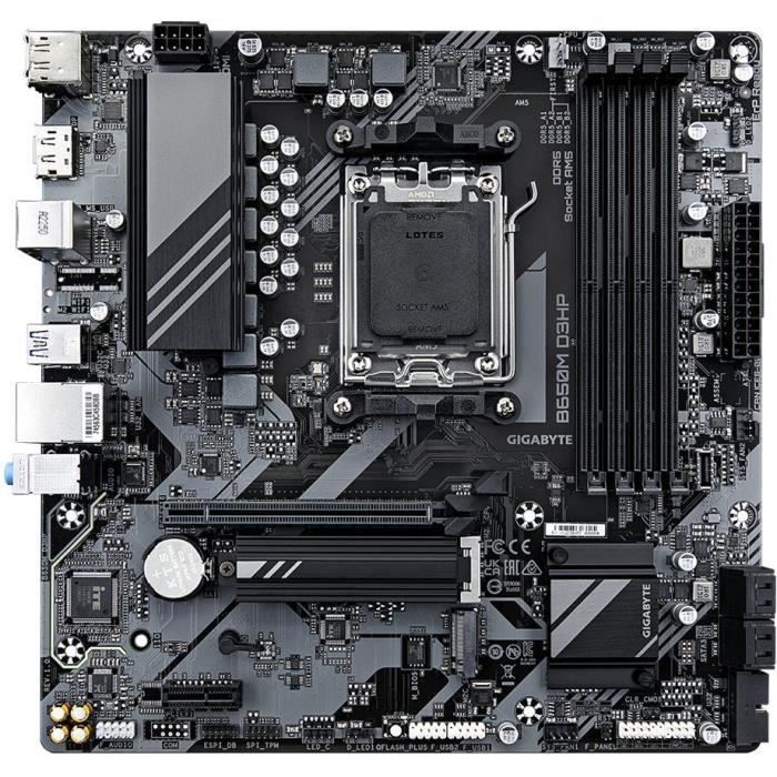 Carte mère - GIGABYTE - B650M D3HP - Socket AM5 - DDR5 jusqu'à 7600 MHz - 2.5 GbE LAN