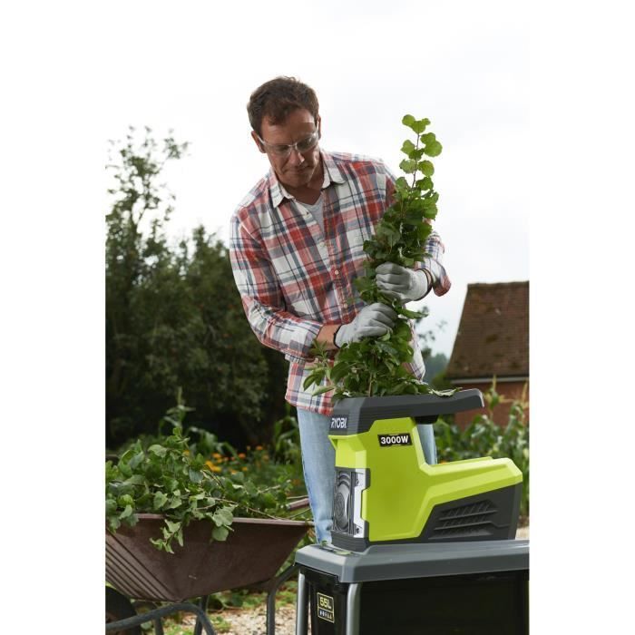 RYOBI - 3000W Tuinversnipperaar - Cilinderversnippering - Stille werking - Versnipperingscapaciteit 45 mm - Opvangbak 55 liter - RSH3045U