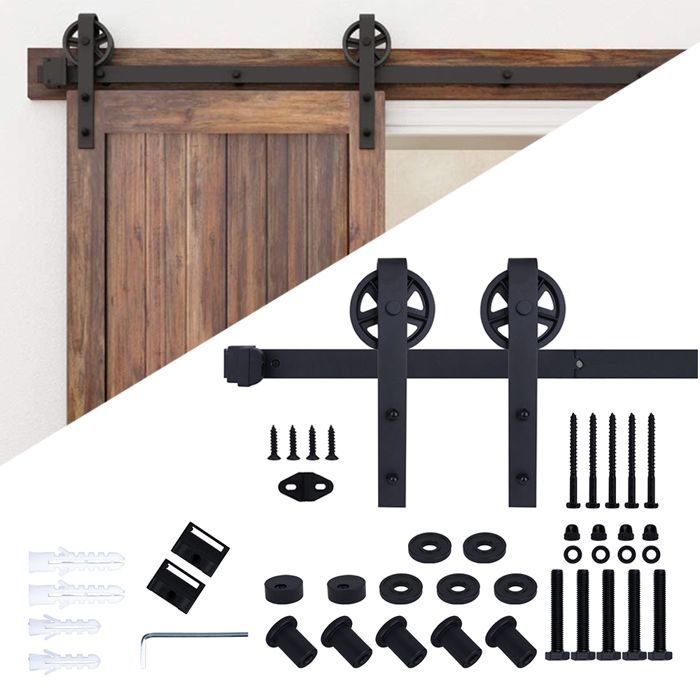 Kit de herrajes para riel de rodillos de puerta corrediza SNOGOLD de 1,83 m, juego de herrajes industriales sencillos para puertas colgantes, 6 pies