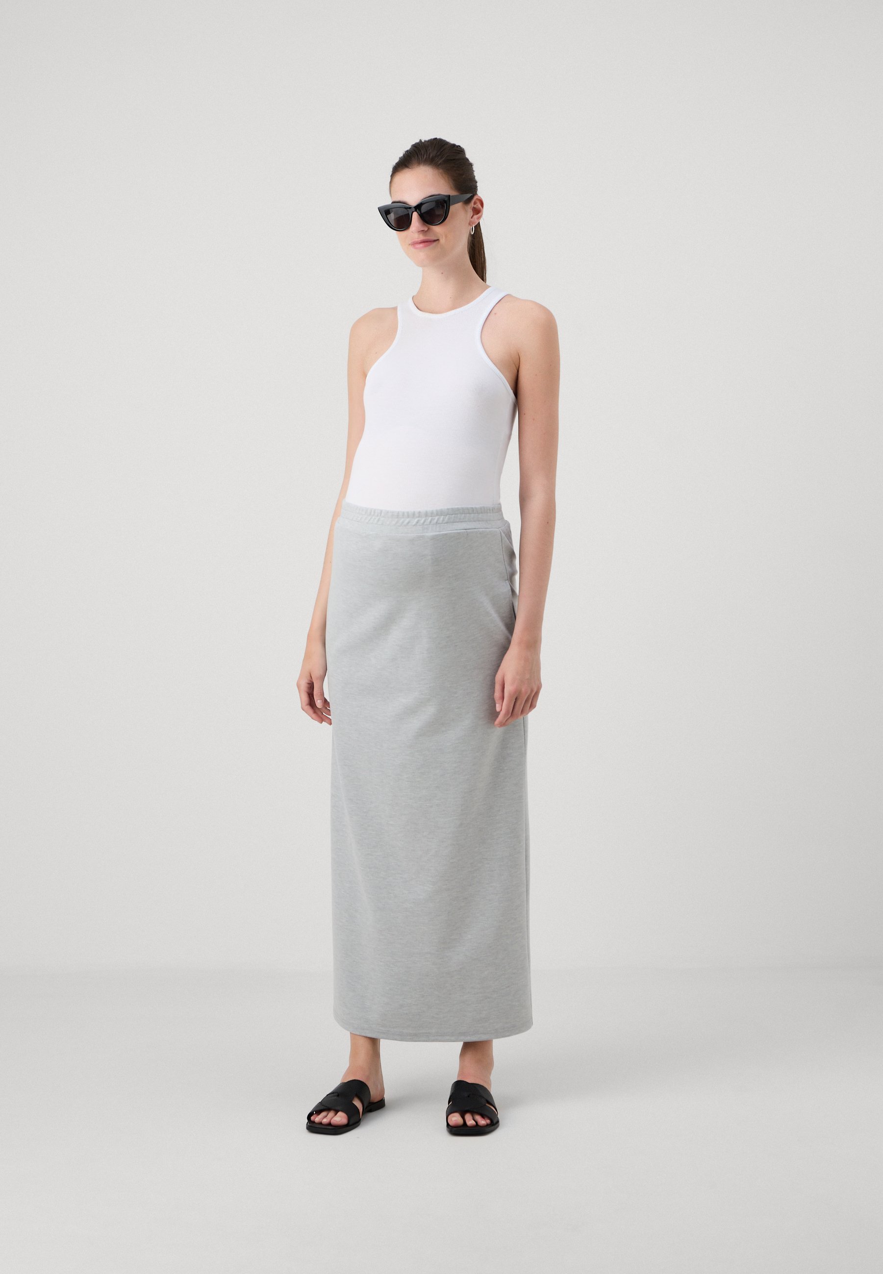 ONLY MATERNITY OLMJENA ROK - Maxi rok - lichtgrijs gemêleerd