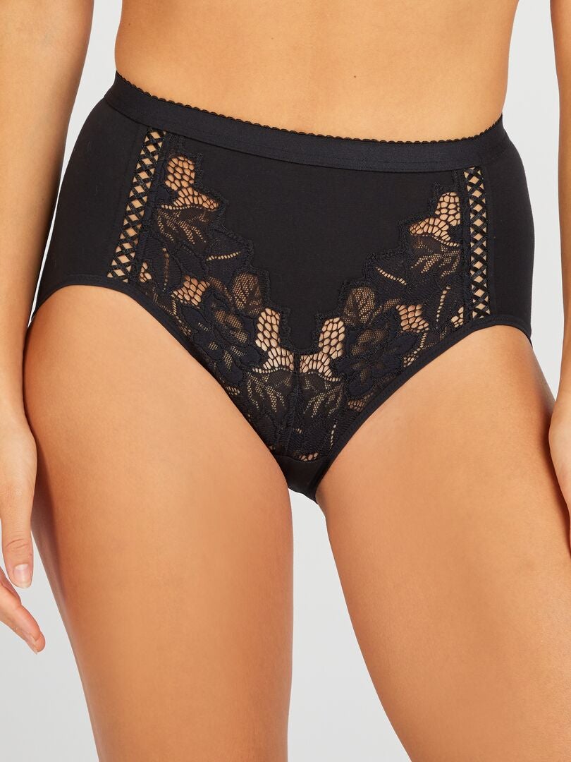 'Sans Complexe' slip met hoge taille - ZWART