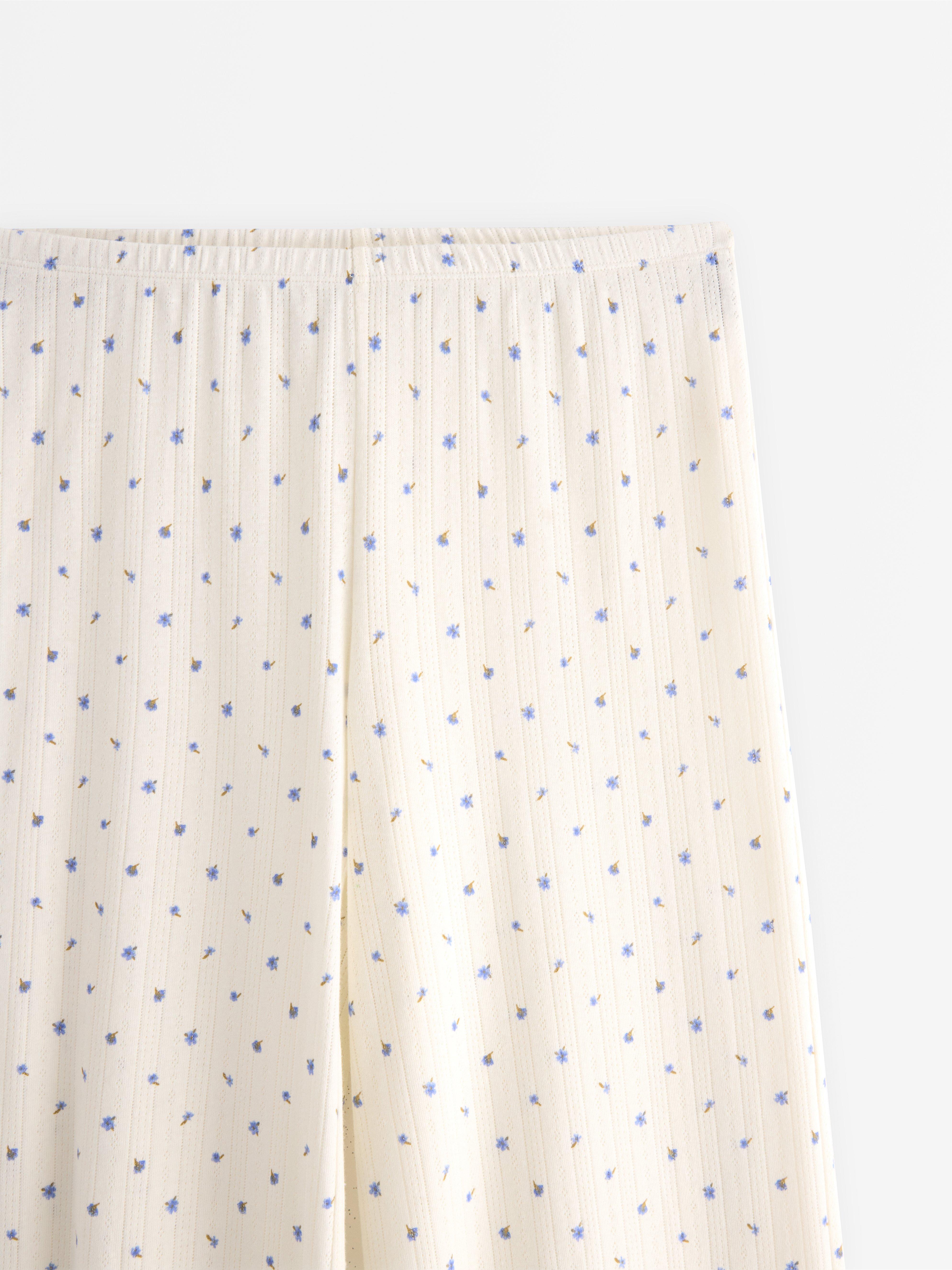 Pyžamové kalhoty Vida v pointelle barvě Off White