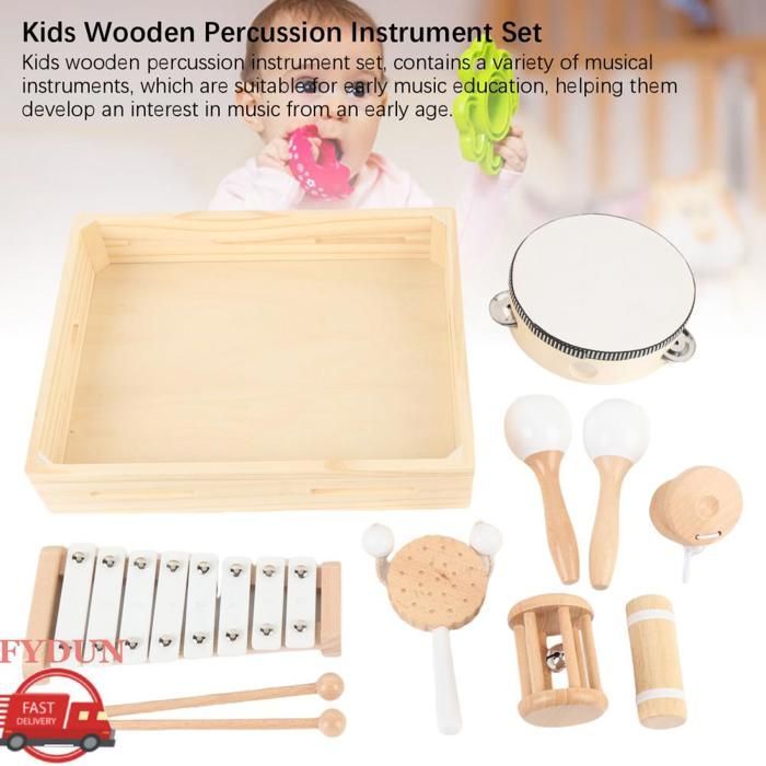 FYDUN ensemble de jouets de percussion en bois en bois  Instrument de Musique pour Enfants, Ensemble de jeux casse-tete