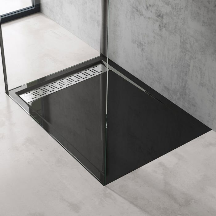 Plato de ducha Doporro negro 90x120cm Xetro4 rectangular extra plano de 5cm + desagüe AL02