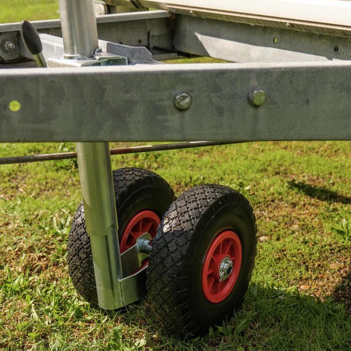 Rueda jockey doble - Tubo metálico de 48 mm - Neumáticos antipinchazos de 260x85 mm - Para caravanas y remolques