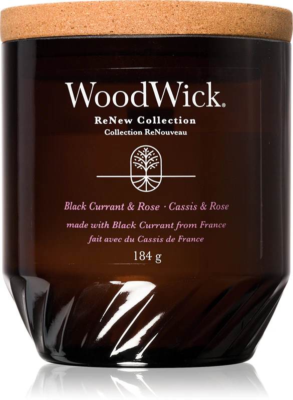 Vela perfumada Woodwick de groselha preta e rosa