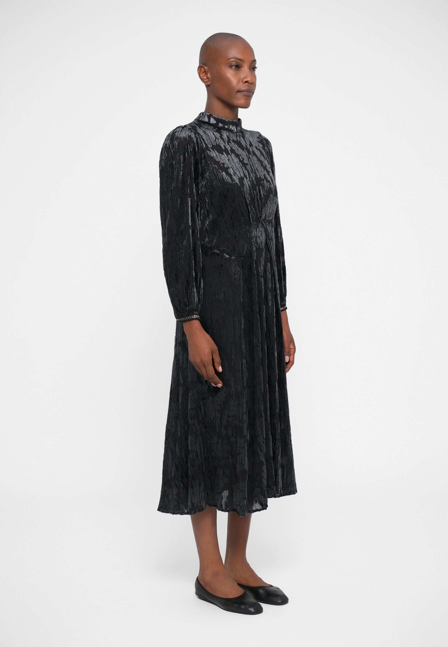 Sea REGINE BURNOUT MIDI JURK - Dagjurk - zwart