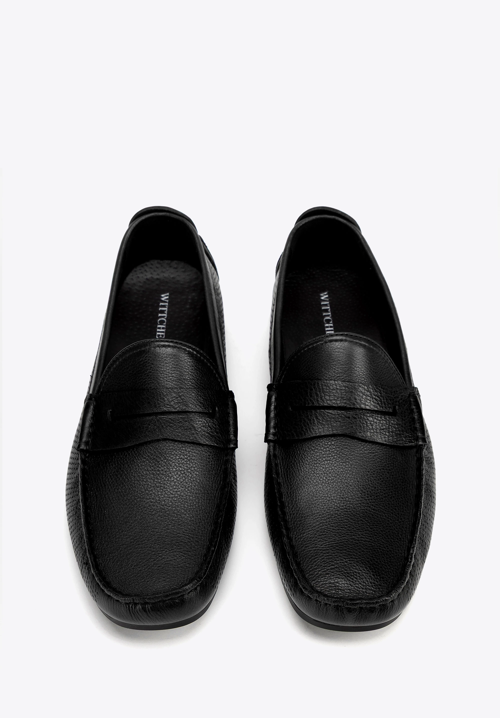 Męskie półbuty slip-on ze skóry czarne