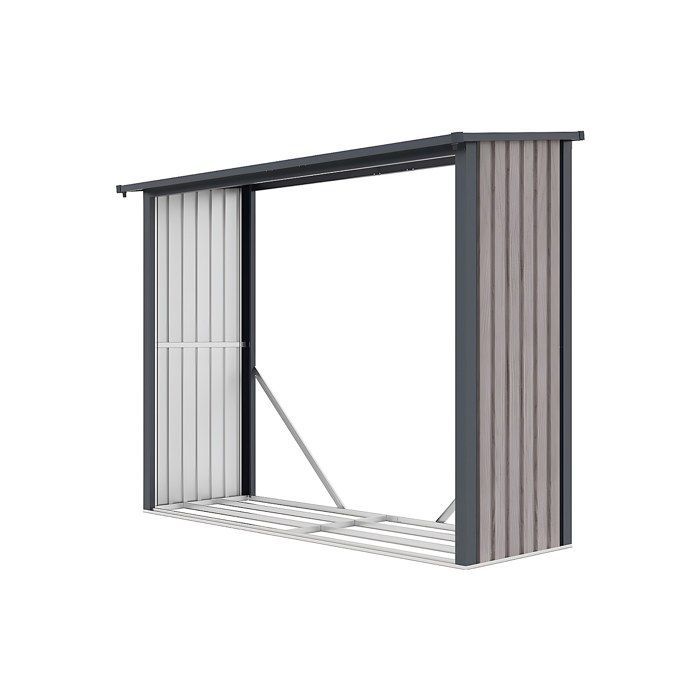 Legnaia WINWOOD in acciaio zincato effetto legno, 3,27 m³ - 4 stere - L242 x P89 x H190 cm