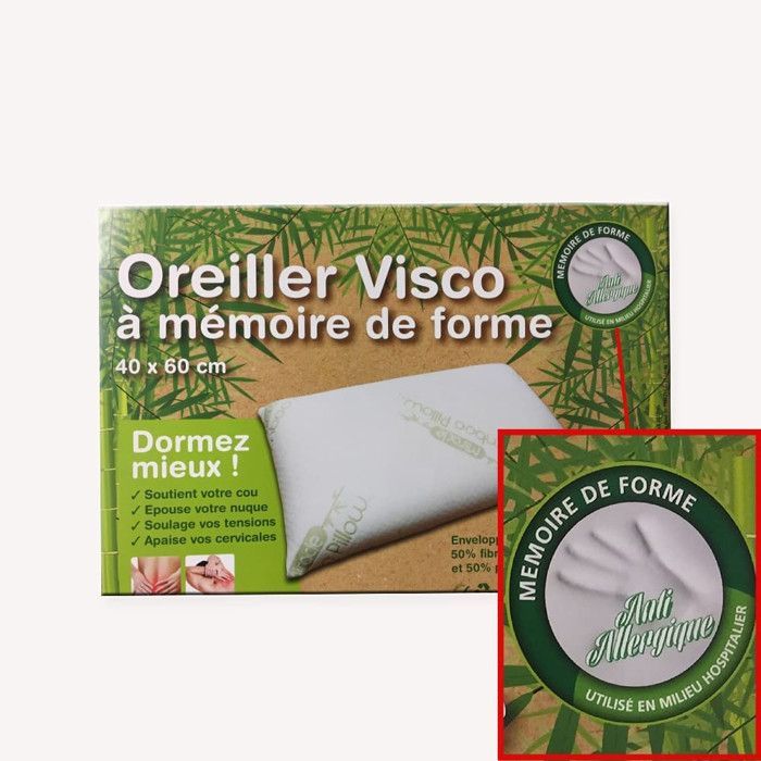 ALPES BLANC - Juego de 2 almohadas de espuma viscoelástica de 60x60 cm - Soporte cervical, hipoalergénicas, confort duradero - reparadoras
