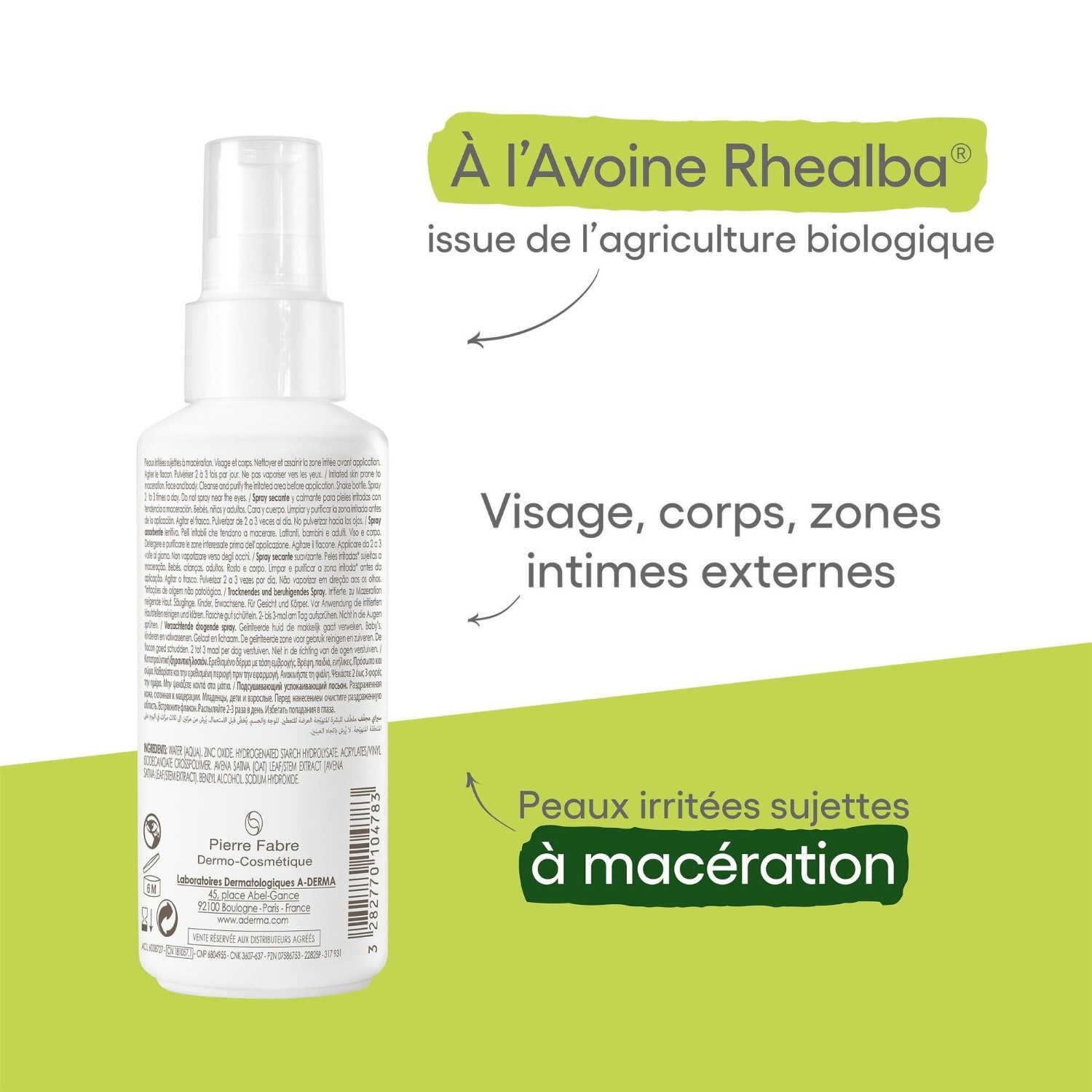 A-DERMA Spray asséchant apaisant