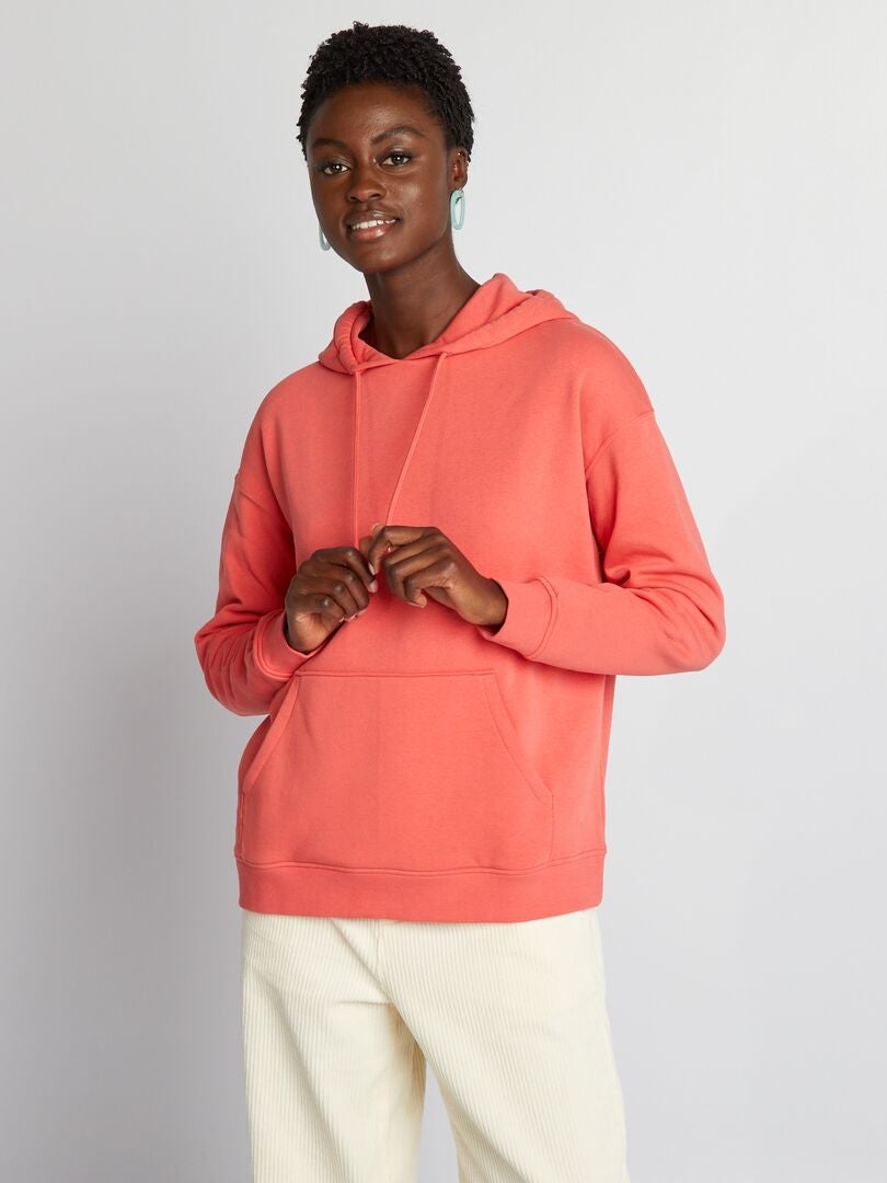 Effen fleece hoodie - ORANJE