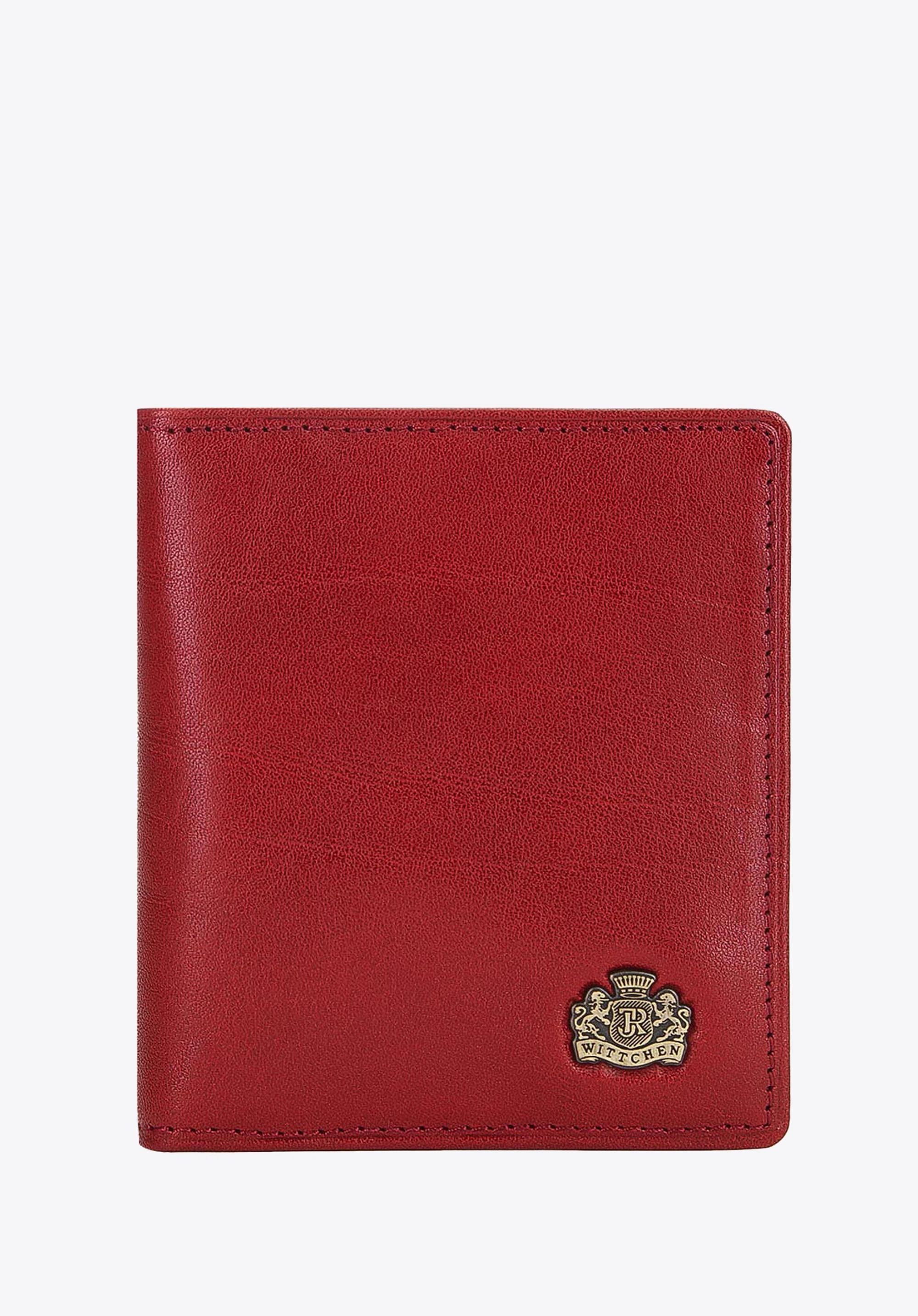 Etui na karty ze skóry z herbem bez zapięcia czerwone