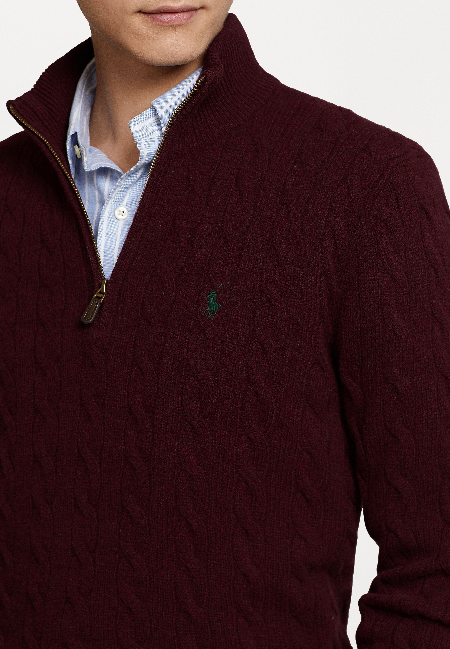 Maglione Polo Ralph Lauren in lana e cashmere a trecce - Maglione - color erica invecchiato