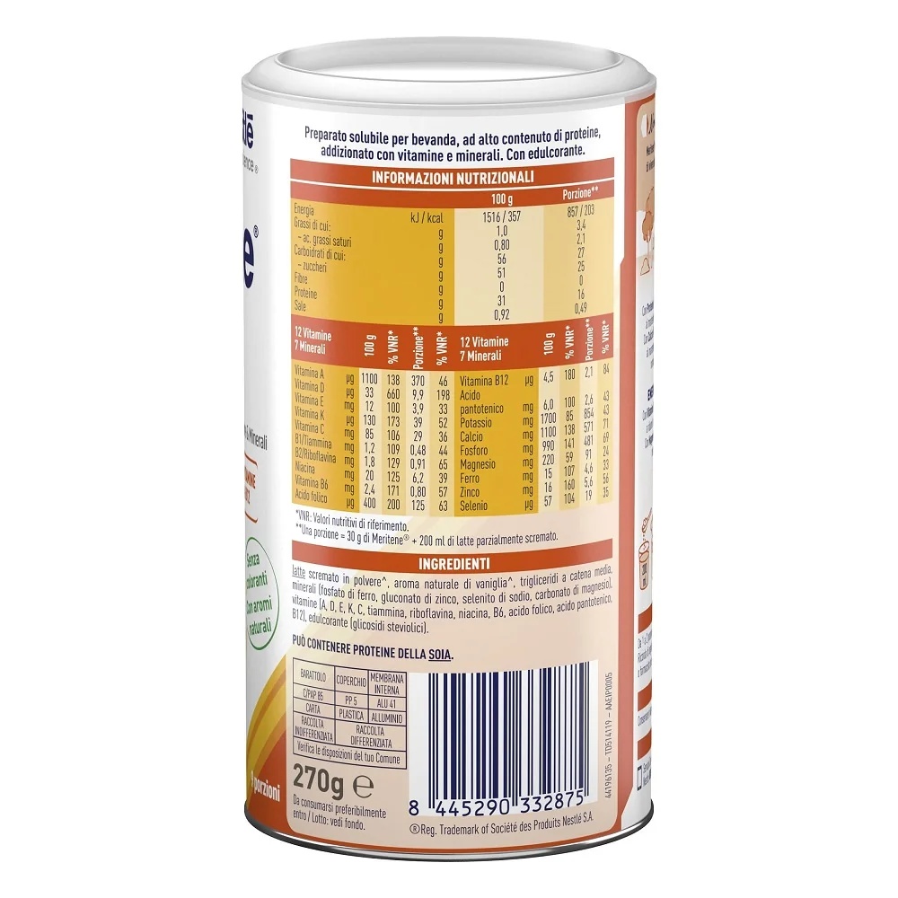 MERITENE Meritene Kracht en Vitaliteit Poeder Vanille Eiwitsupplement 270 g Vanillesmaak