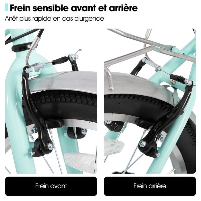 HILAND 26 pouces Vélo de Ville pour Femmes - 7 Vitesses, Freins Double Sécurité, Cadre Bas, Garde-Boue et Porte-Bagages, Vert