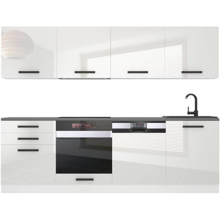 Cocina completa - B BELINI GROUP - ALICE - 240 cm - Acabado ultrabrillante - Cajones silenciosos