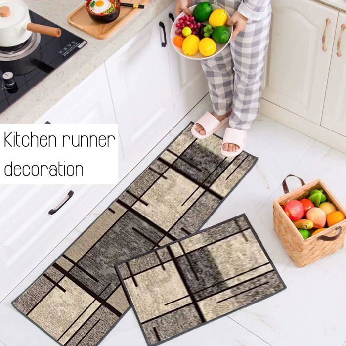Tapis Cuisine Devant evier, Couloir Lavable antiderapant Long Absorbant Moderne Motifs Géométriques pour Salon, Chambre, （40*60cm）