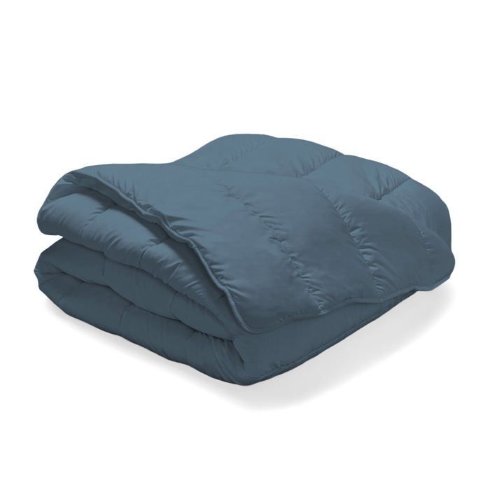 Cocooning Bettdecke, mittelschwer, 220 x 240 cm, Doppelbett – Ultraweicher Bezug – 350 g/m² – Hergestellt in Frankreich – Blau – BLEU CALIN