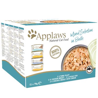 Applaws Adult Mischpackung Katzenfutter in Brühe, 48 x 70 g
