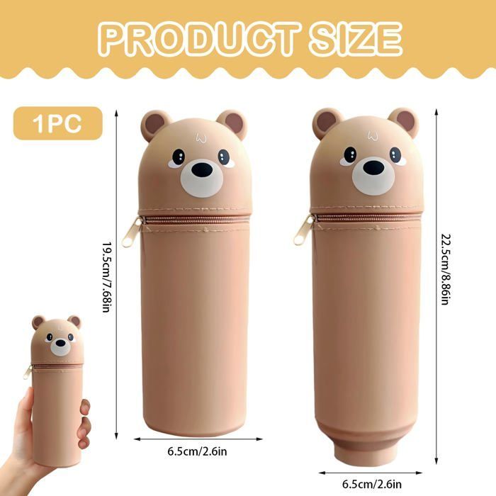 Siliconen etui - 1 stuk, 2-in-1, dierenprint, kawaii - Geschikt voor school en kantoor