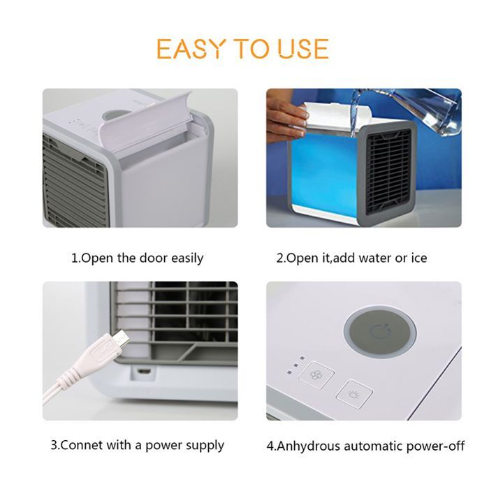 Aire acondicionado/enfriador de aire portátil 3 en 1 - Enfriador de aire - 3 velocidades - Silencioso - Rotación de 90° - Atomización