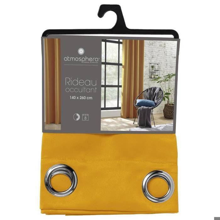 Cortina opaca color amarillo mostaza de 140x260 cm - Atmosphere Interior Designer