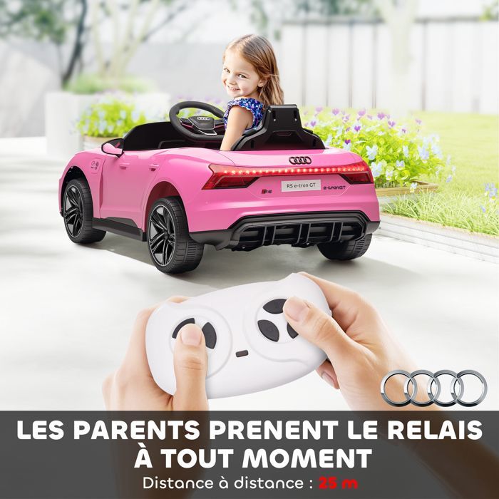 Children's Electric Ride-On Car - HOMCOM - Parental Remote Control - Sound and Light Effects - Pink Audi RS E-tron GT
