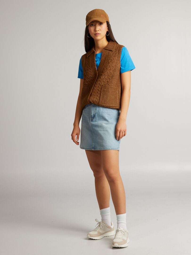 Camiseta de punto de color liso - AZUL