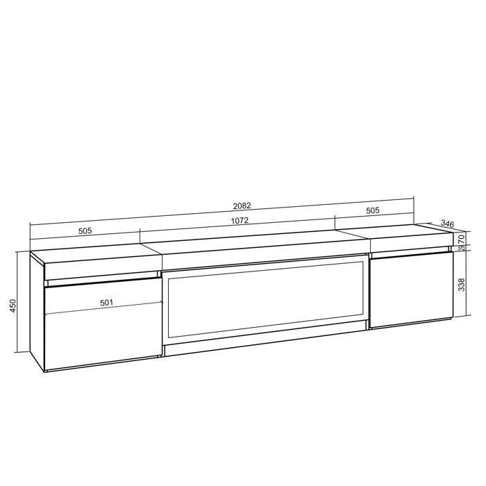 TV Stand, TV Bench, 208x35x45cm, For TVs up to 80